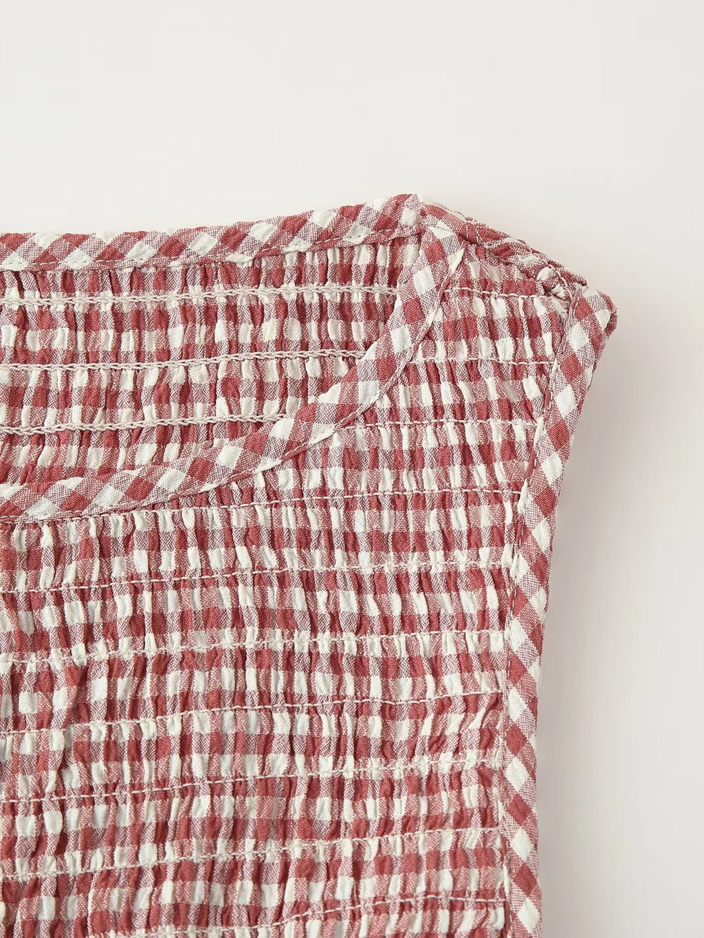 Smocked Crewneck Gingham Maxi Dress