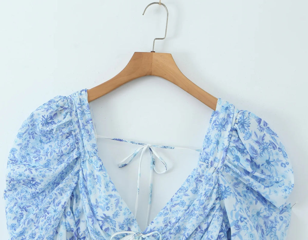 Lace Panel Tie Front Mini Dress