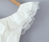 Lace Ruffle Bow Bardot Mini Dress