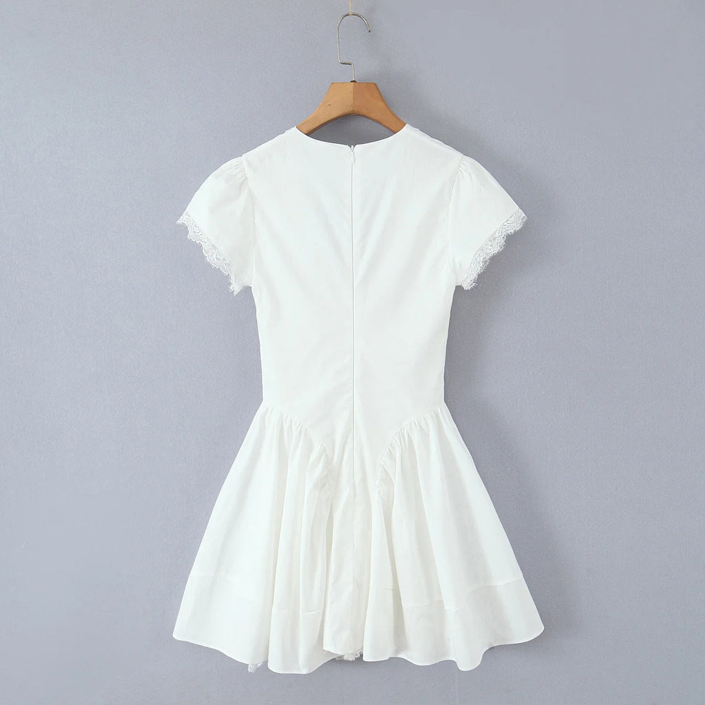 Tie Front Plunge Mini Dress