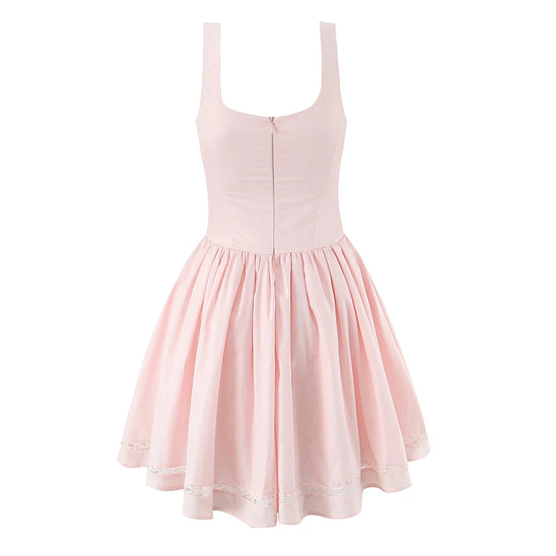 Bow Strap Button Front Mini Dress
