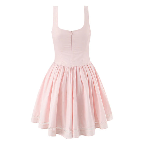 Bow Strap Button Front Mini Dress
