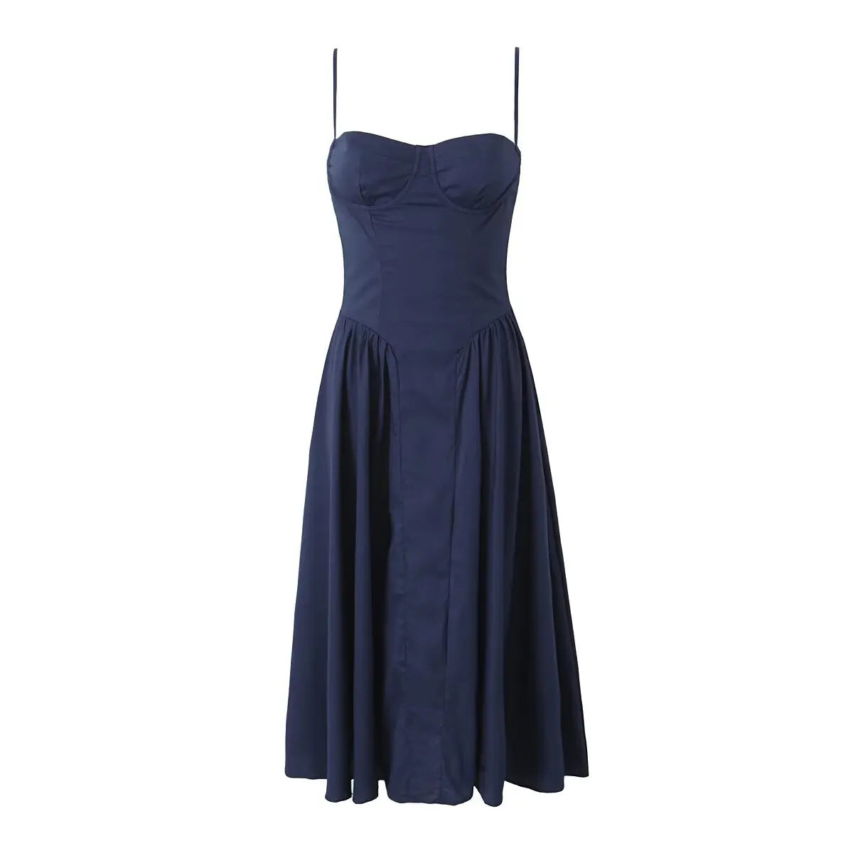 Strapless Corset Bodice Full Skirt Midi Dress