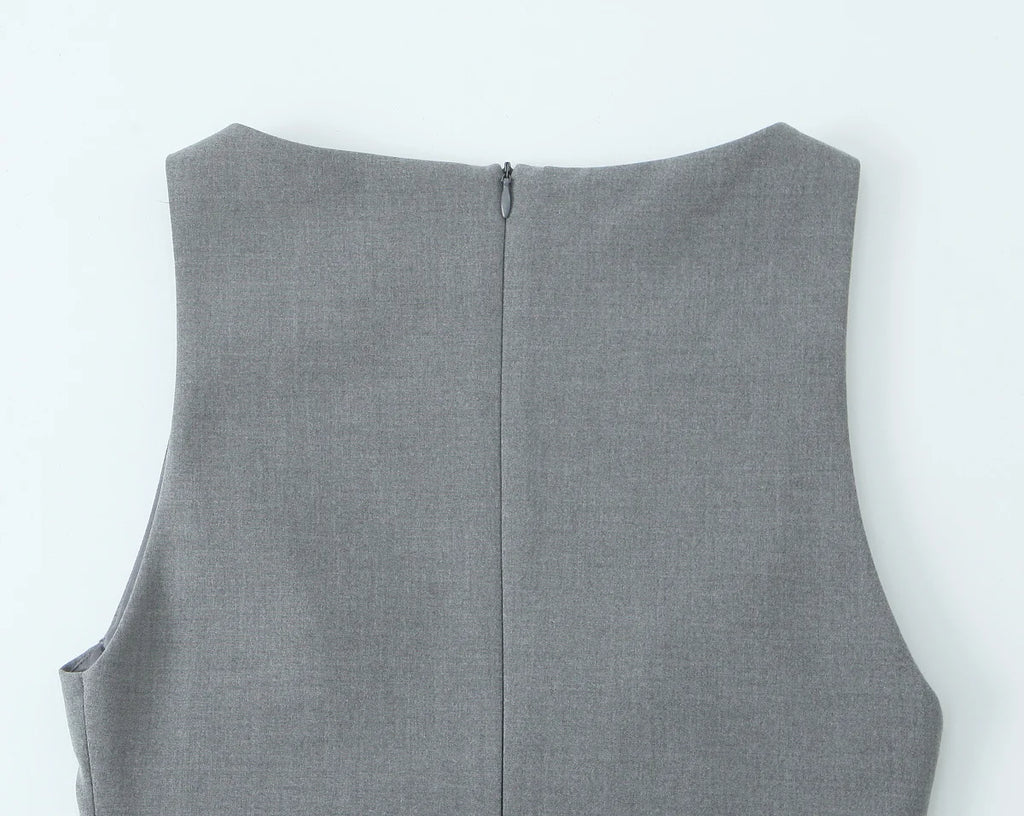 Sleeveless A Line Pleated Hem Mini Dress