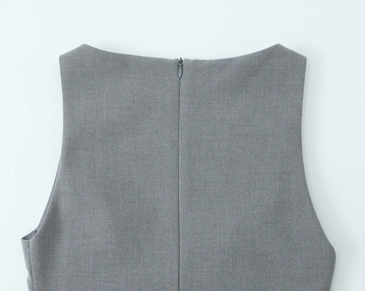 Sleeveless A Line Pleated Hem Mini Dress