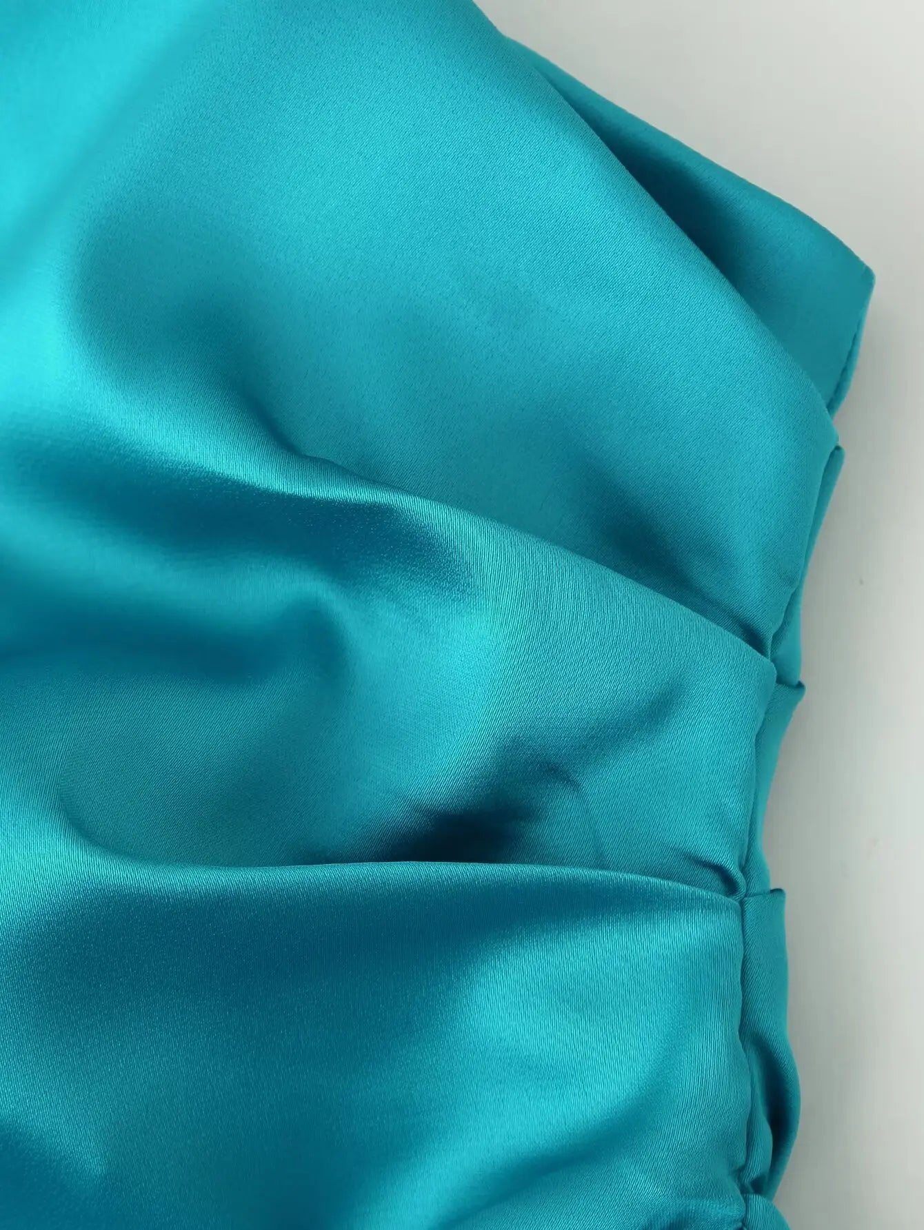 One Shoulder Draped Pleated Trim Midi Dress
