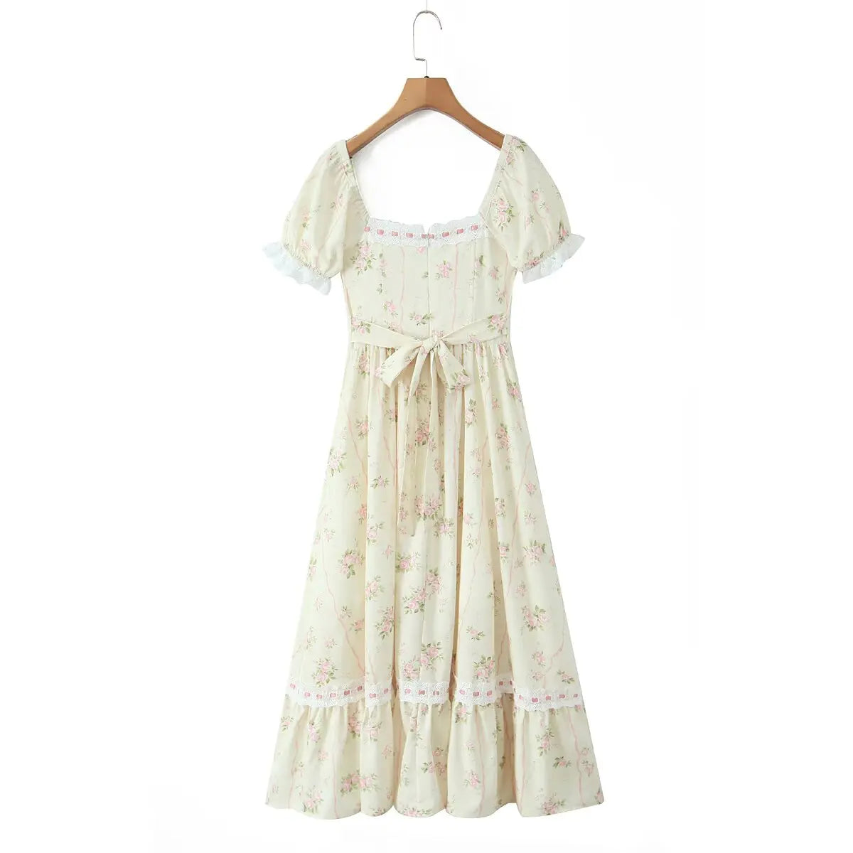 slain puff sleeve corset midi dress Lace Up Corset Puff Sleeve Midi Dress – Lysvain
