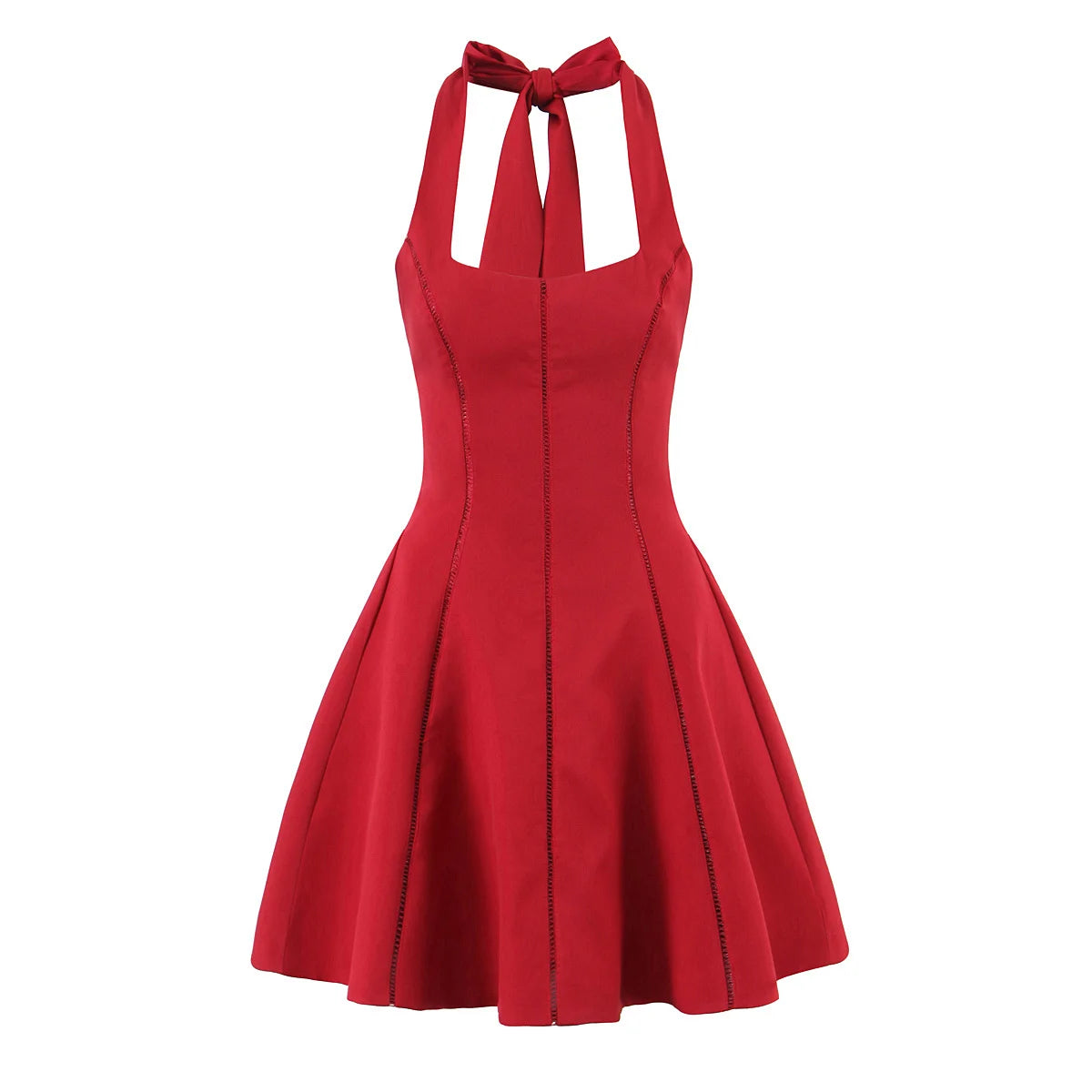 Halter Tie Neck Flare Mini Dress