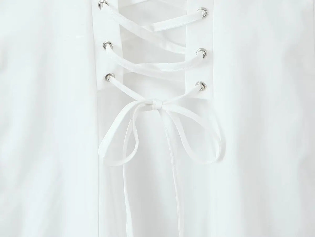 Lace Trim Button Front Mini Dress