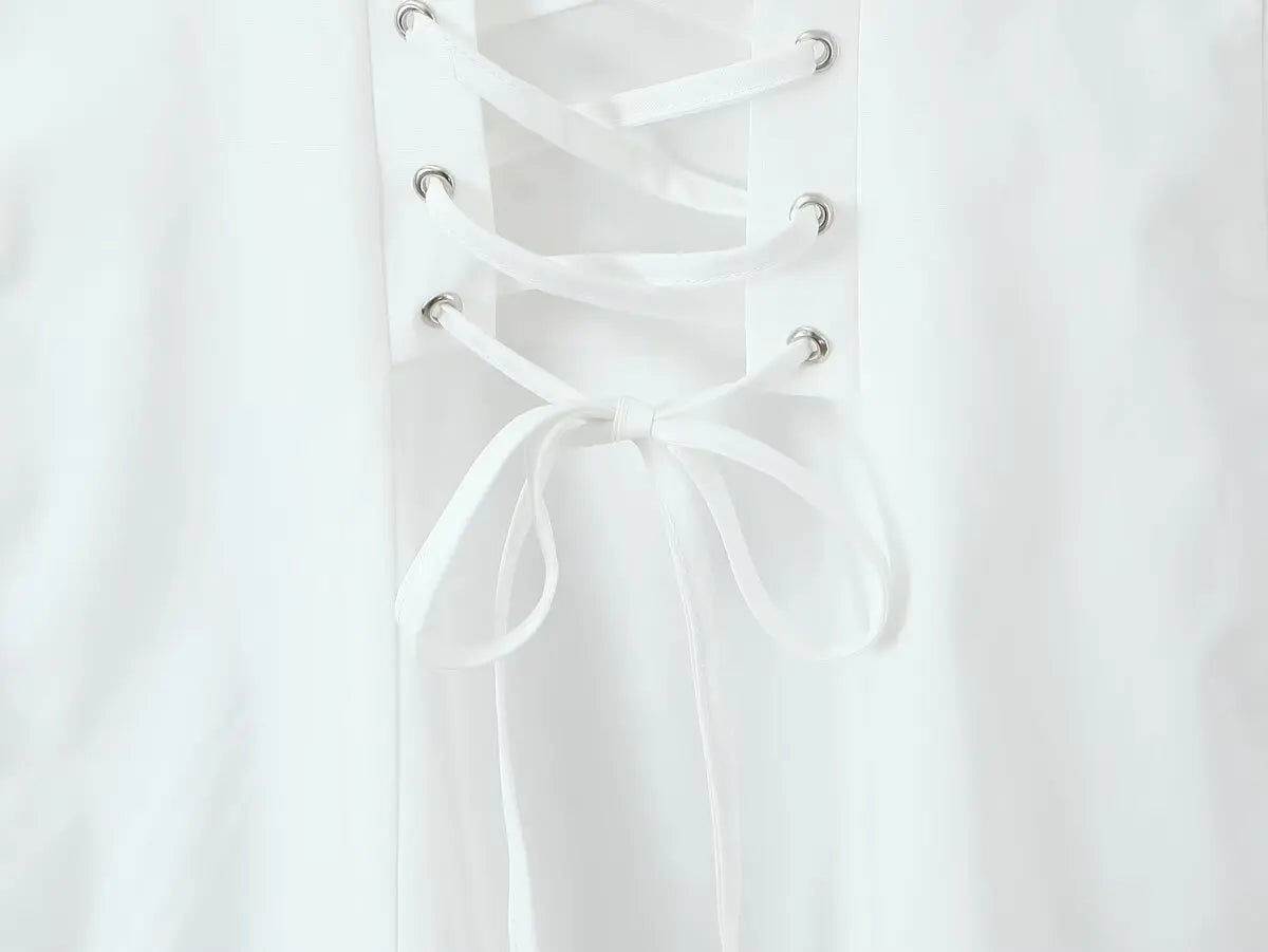 Lace Trim Button Front Mini Dress