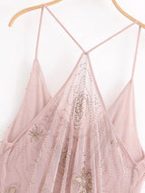 Beaded Cowl Neck Ruched Mini Dress