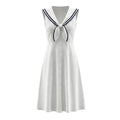 Sailor Collar Bow Front Button Midi Dress