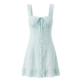 Lace Trim Button Front Mini Dress