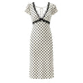 Polka Dot Lace Trim Plunge Maxi Dress