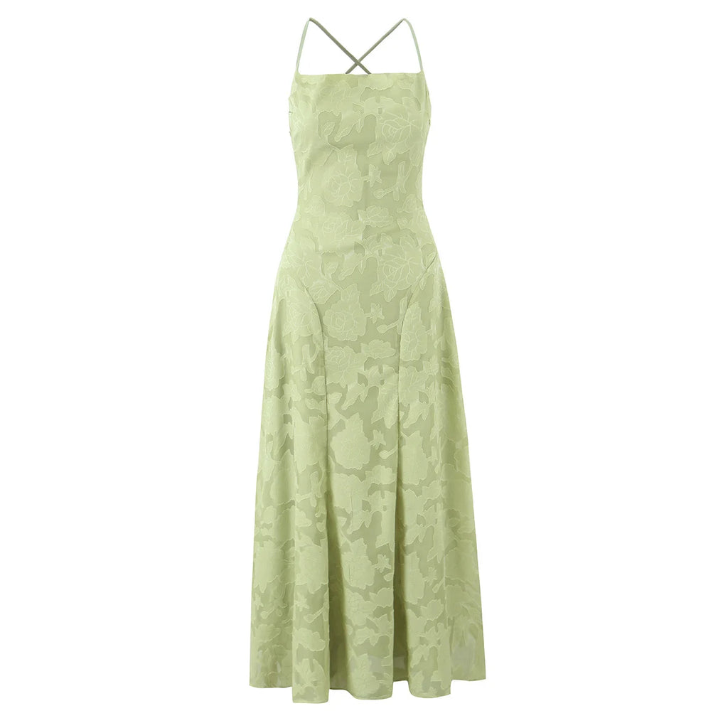 Floral Jacquard Crossback Maxi Dress