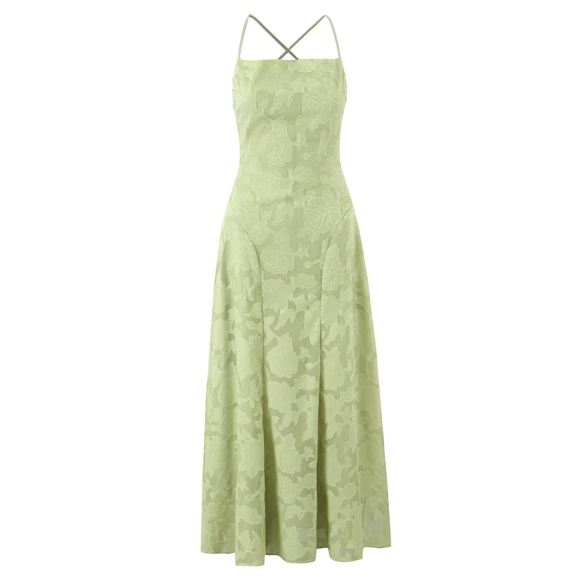 Floral Jacquard Crossback Maxi Dress