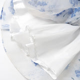 3D Floral Strap Lace Up Tiered Mini Dress