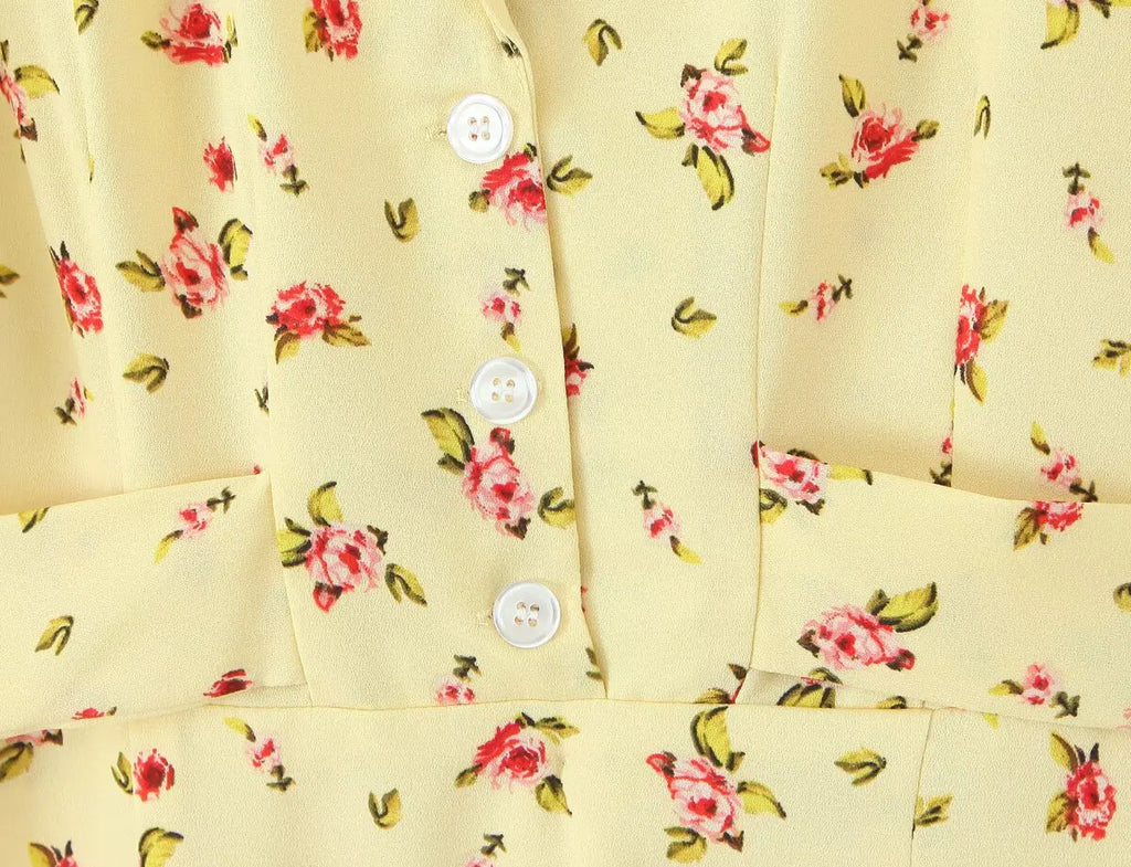 Notched Collar Button Front Midi Dress