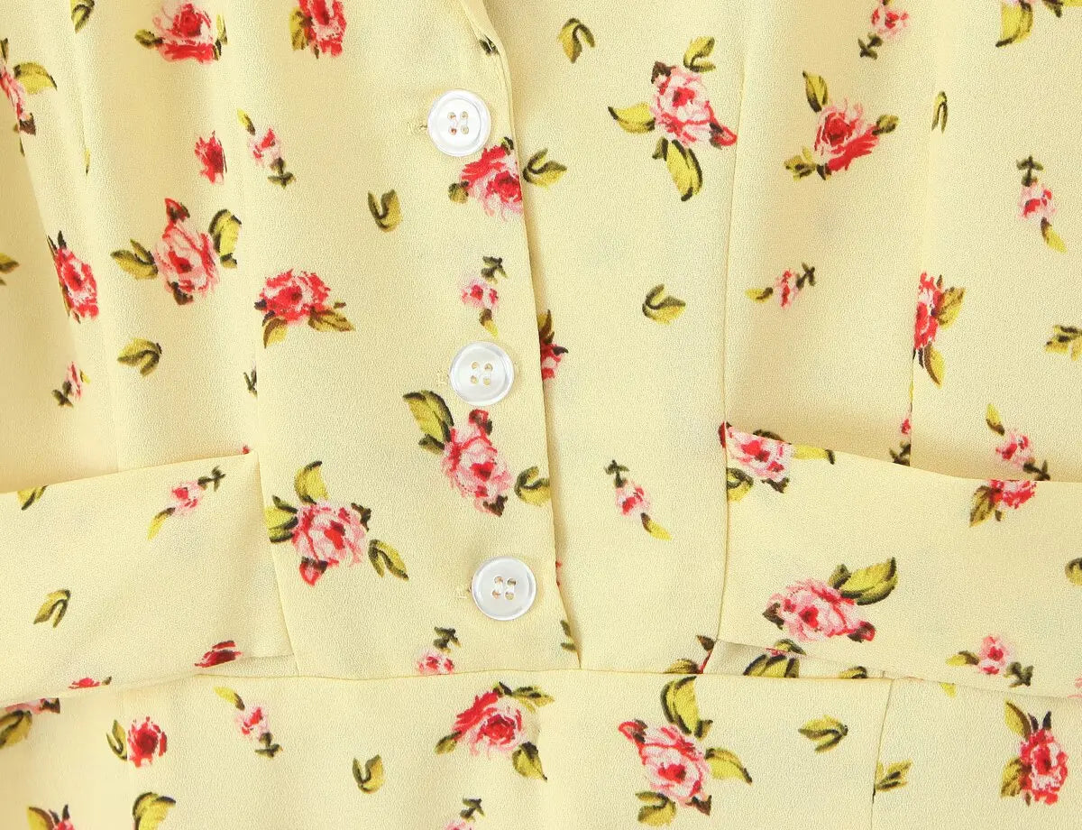Notched Collar Button Front Midi Dress