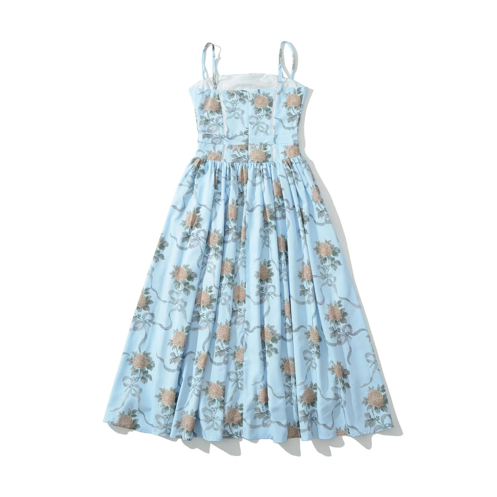Ribbon Rose Corset Midi Dress