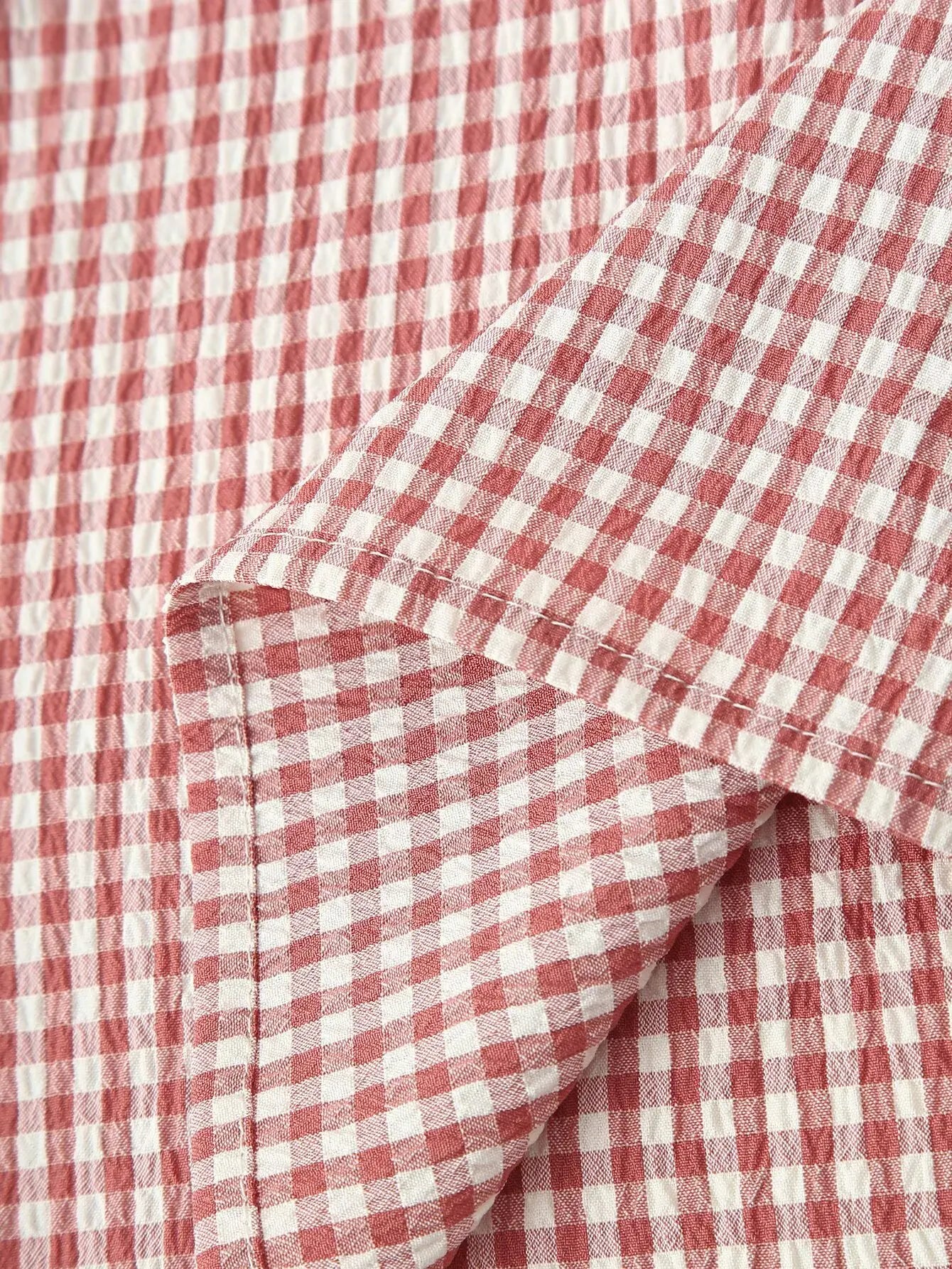 Smocked Crewneck Gingham Maxi Dress