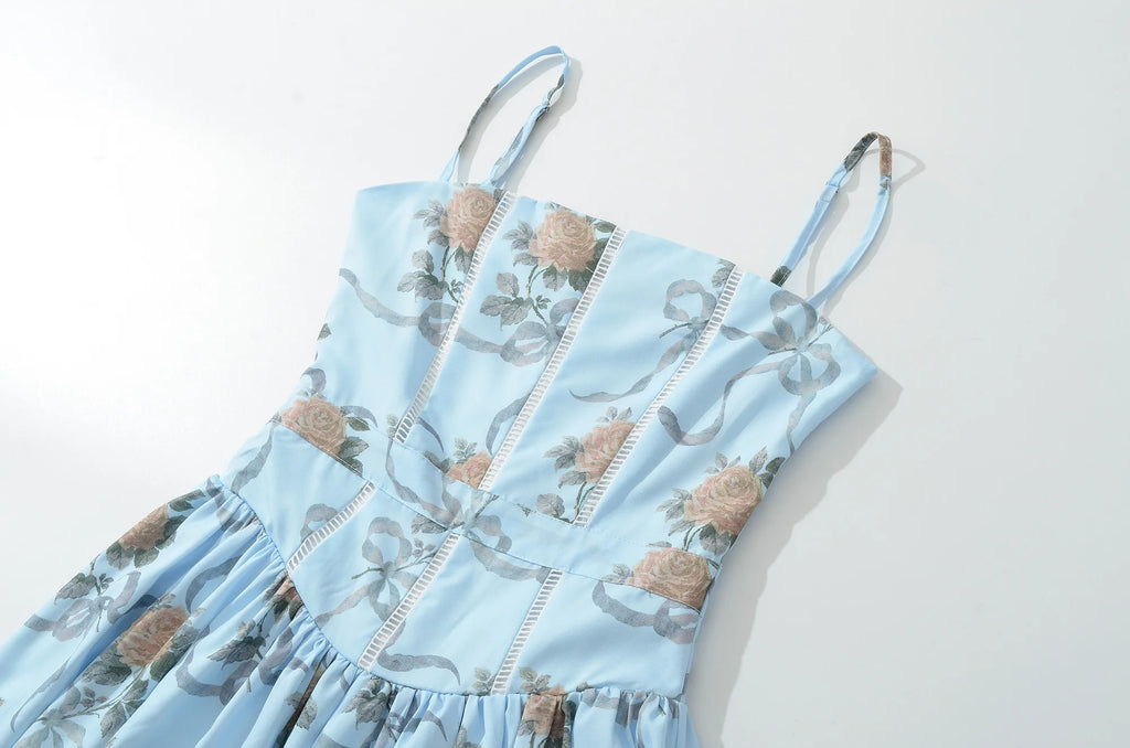 Ribbon Rose Corset Midi Dress