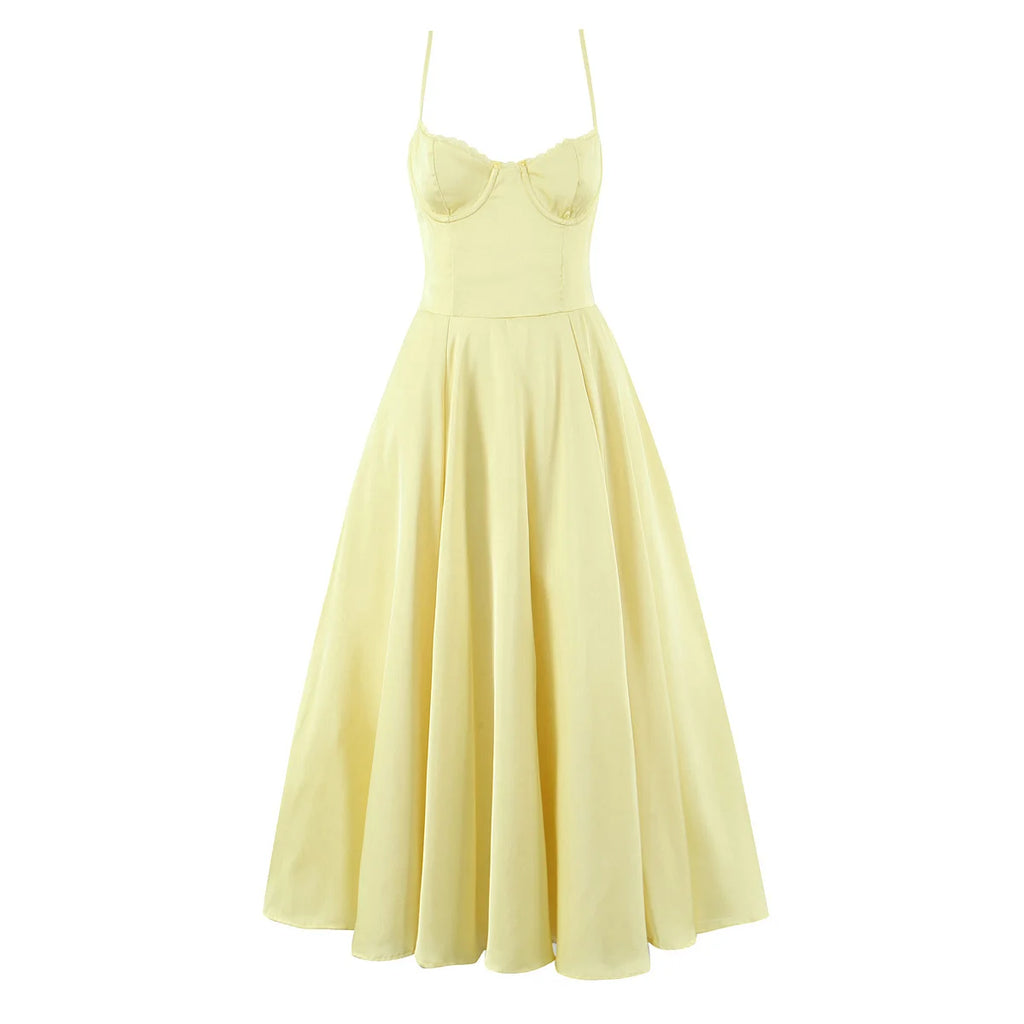 Structured Bustier A Line Midi Dress