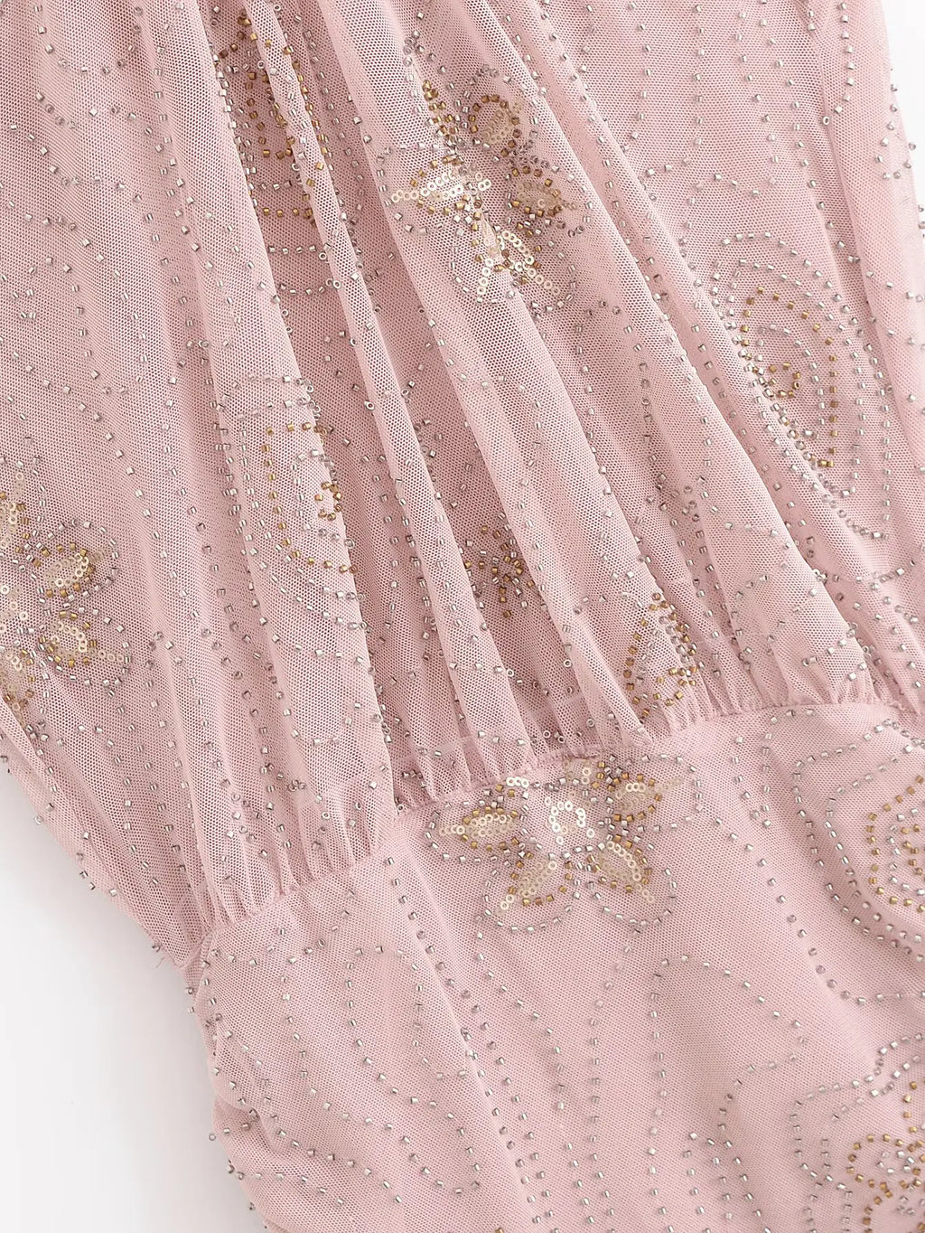 Beaded Cowl Neck Ruched Mini Dress