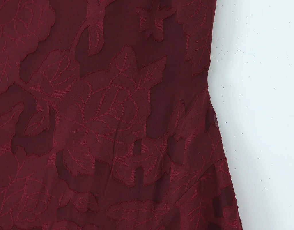 Crisscross Back Lace Textured Midi Dress