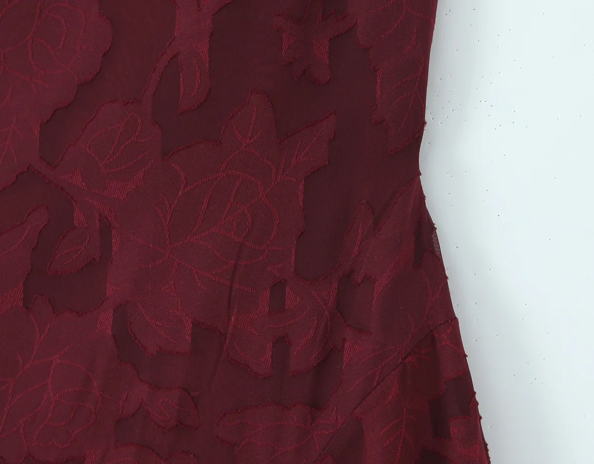 Crisscross Back Lace Textured Midi Dress
