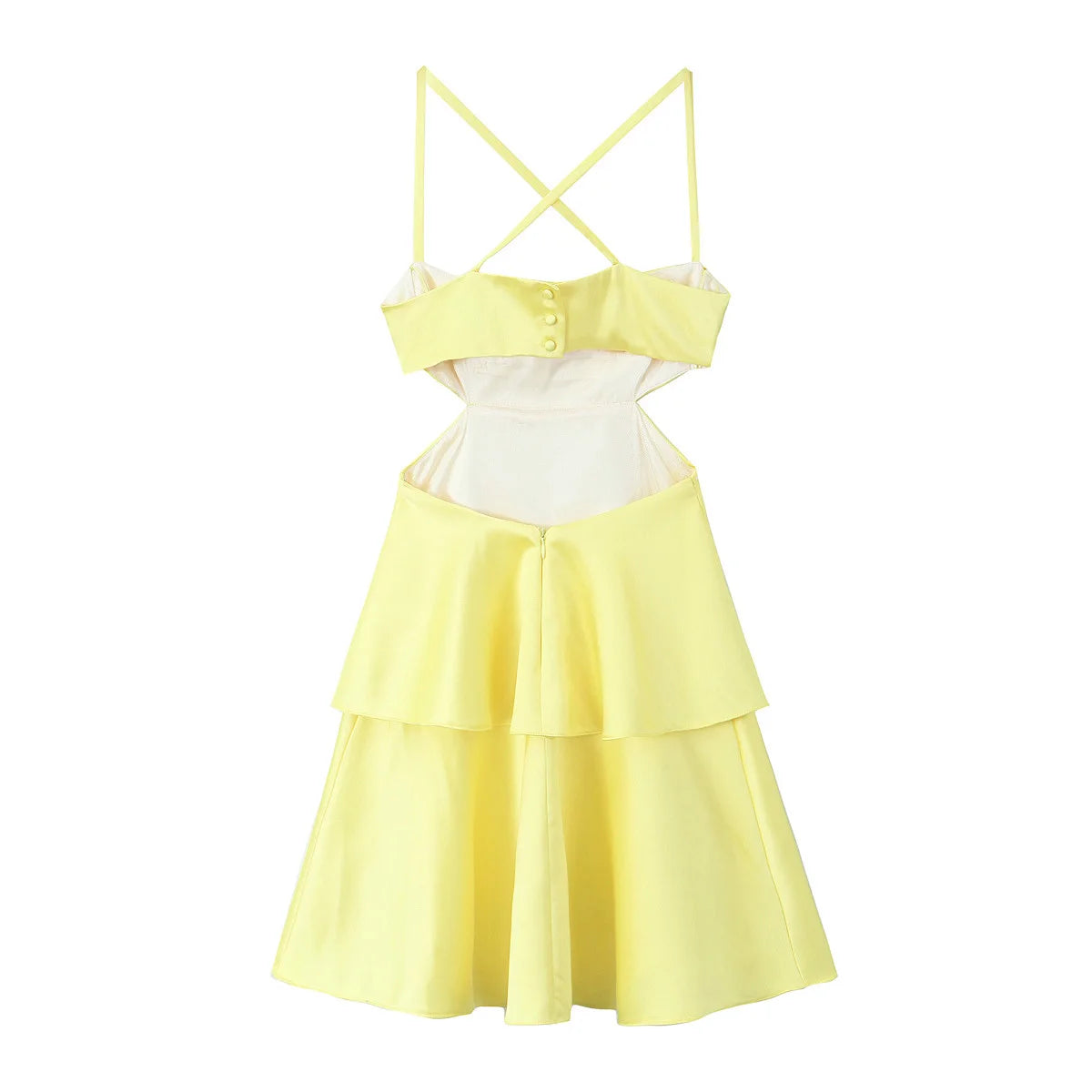 Crisscross Strap Cutout Tiered Midi Dress