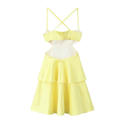 Crisscross Strap Cutout Tiered Midi Dress