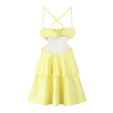 Crisscross Strap Cutout Tiered Midi Dress
