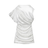 One Shoulder Draped Ruched Mini Dress
