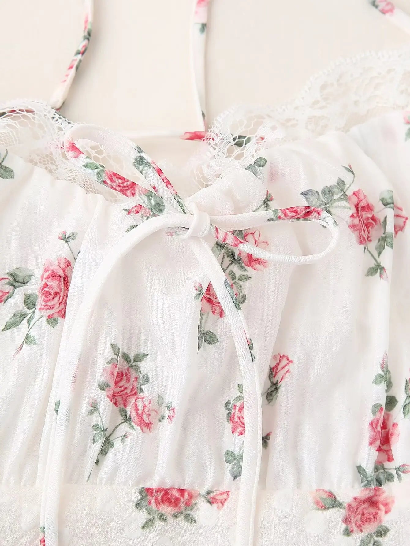 Halter Tie Patchwork Lace Maxi Dress