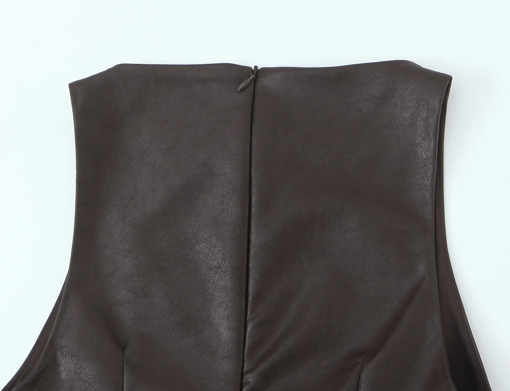 Sculpted Faux Leather Bubble Hem Mini Dress