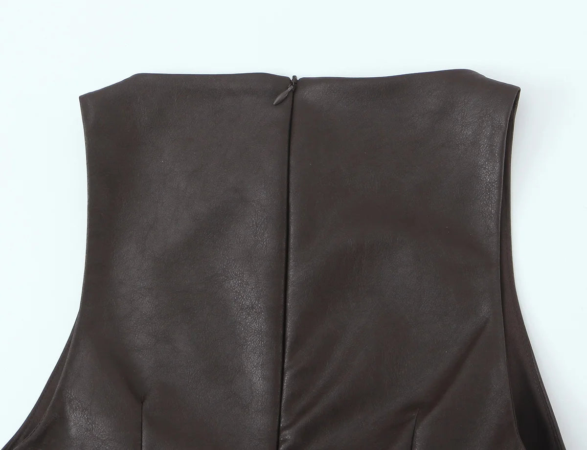 Sculpted Faux Leather Bubble Hem Mini Dress