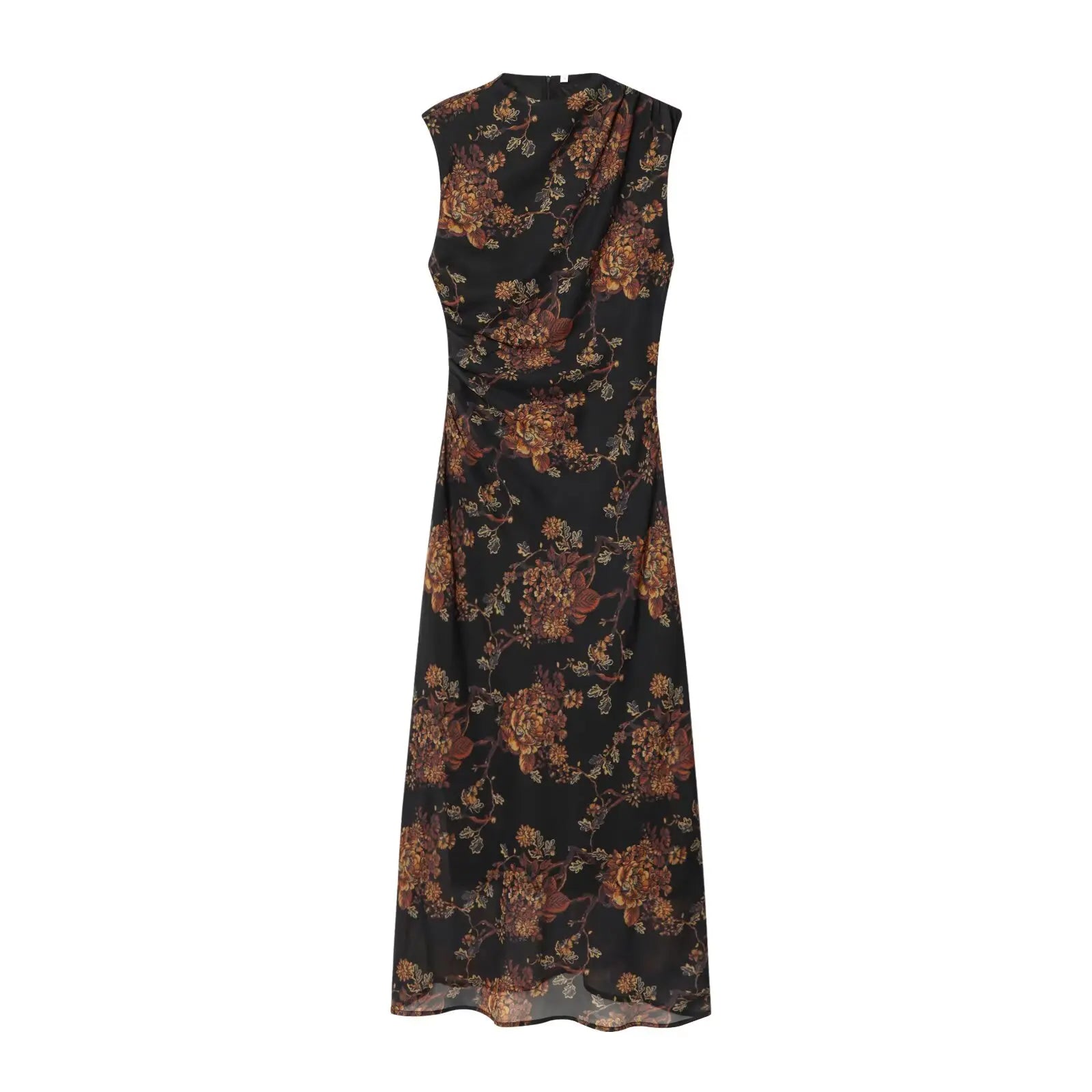 Draped Cowl Neck Floral Maxi Dress