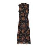 Draped Cowl Neck Floral Maxi Dress