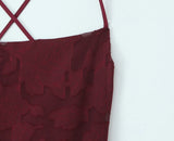 Crisscross Back Lace Textured Midi Dress