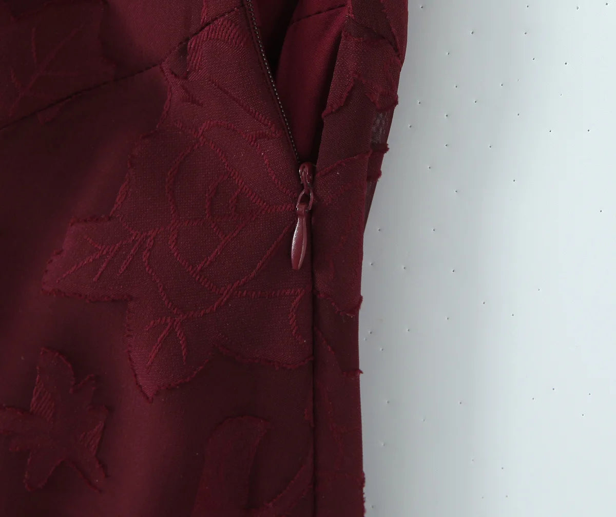 Crisscross Back Lace Textured Midi Dress