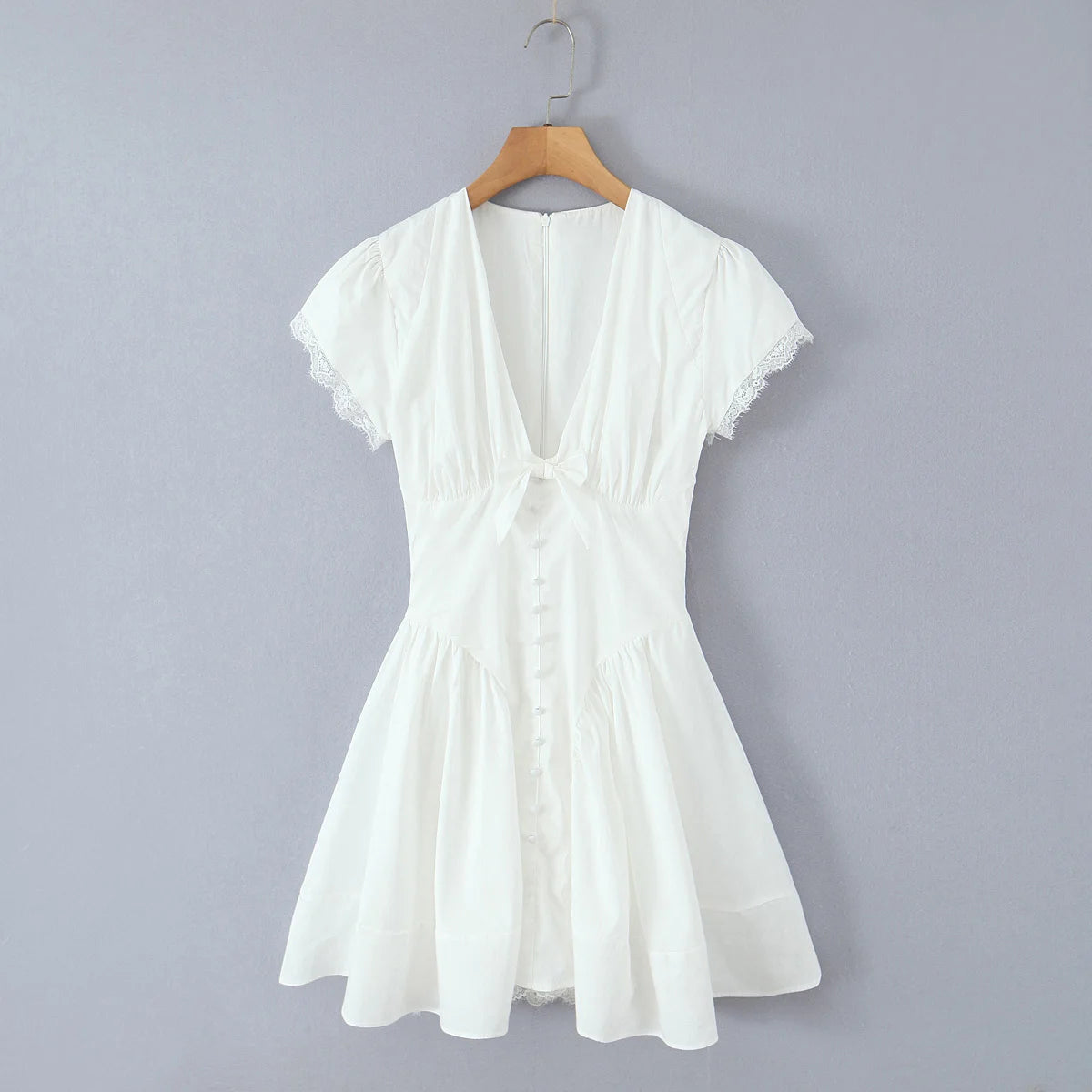 Tie Front Plunge Mini Dress