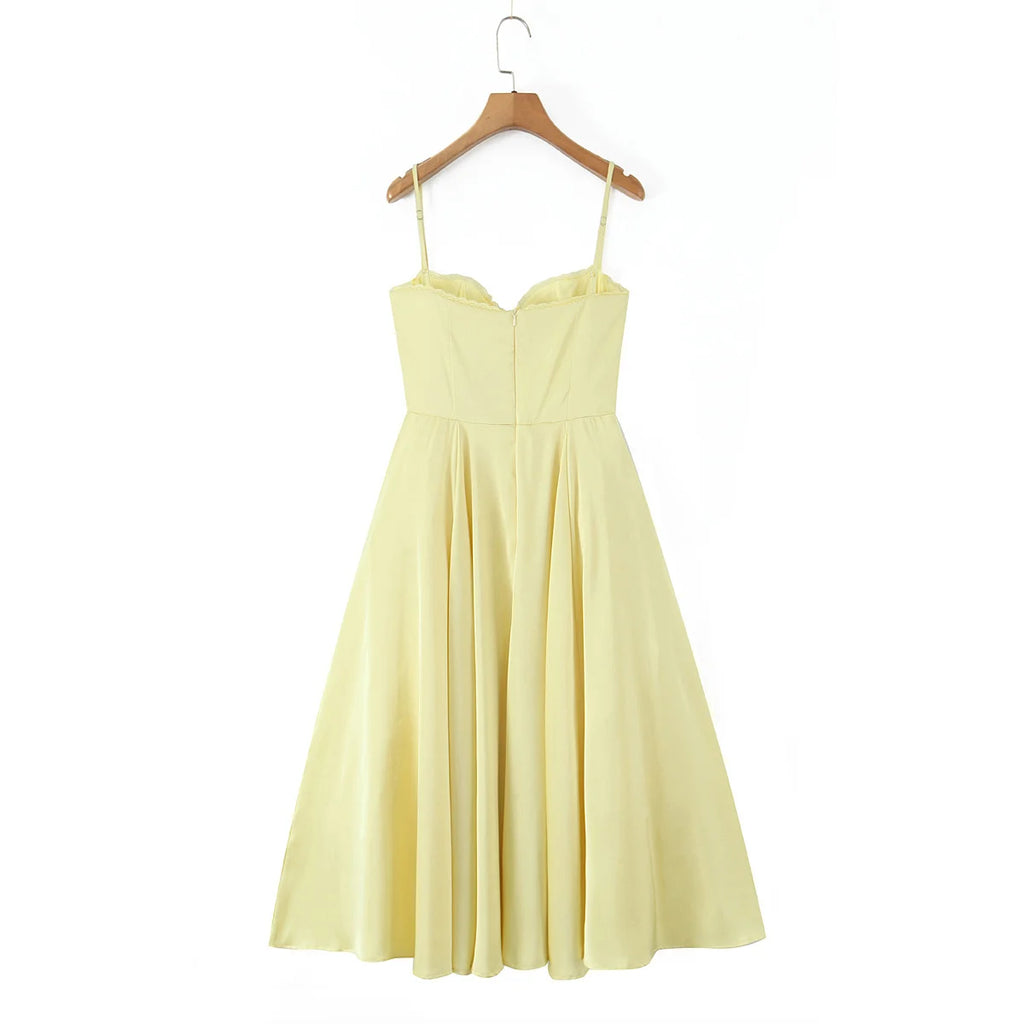 Structured Bustier A Line Midi Dress