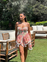 Rosette Lace Corset Mini Dress