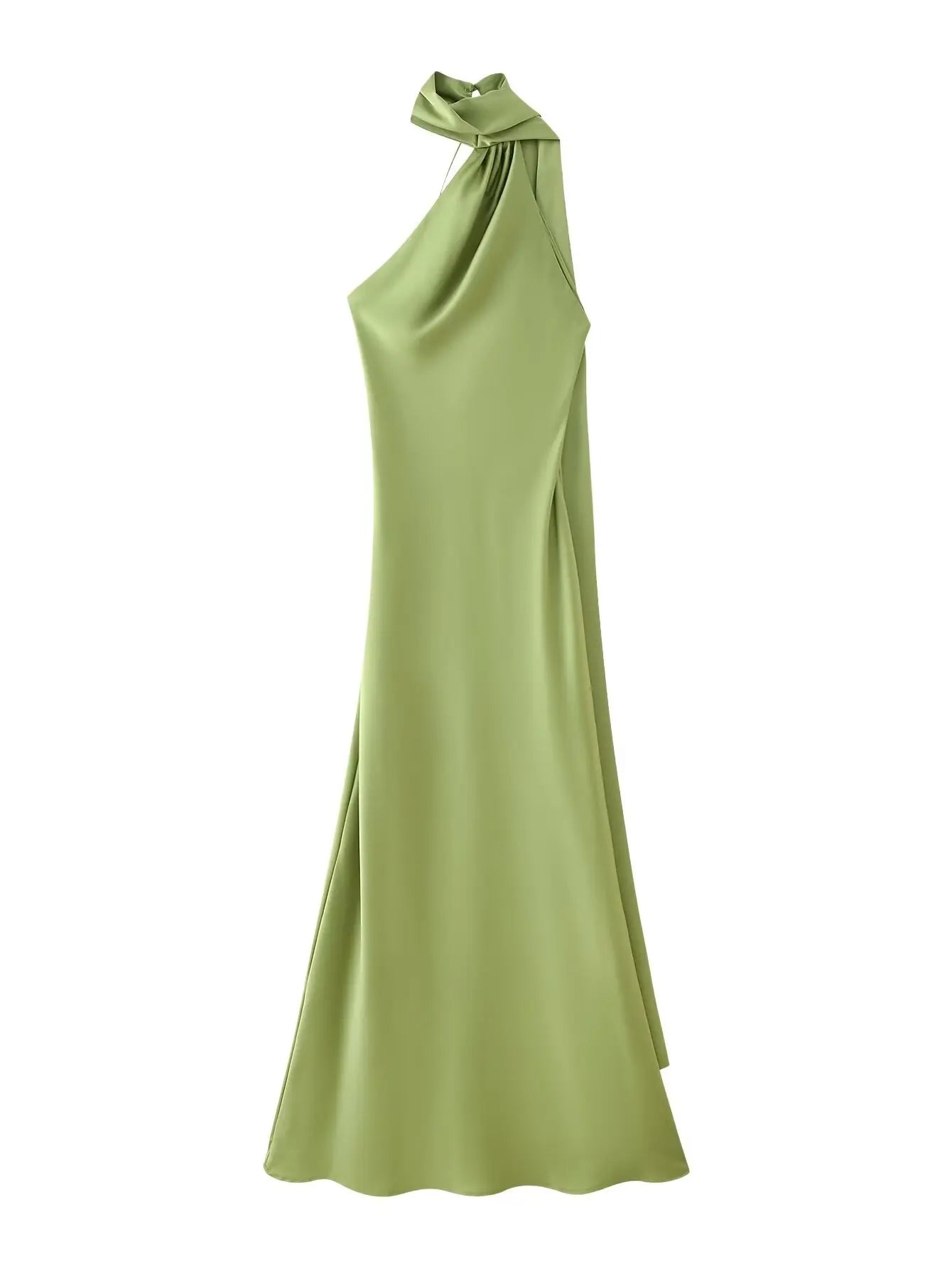 Scarf Neck Satin Maxi Dress