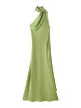 Scarf Neck Satin Maxi Dress