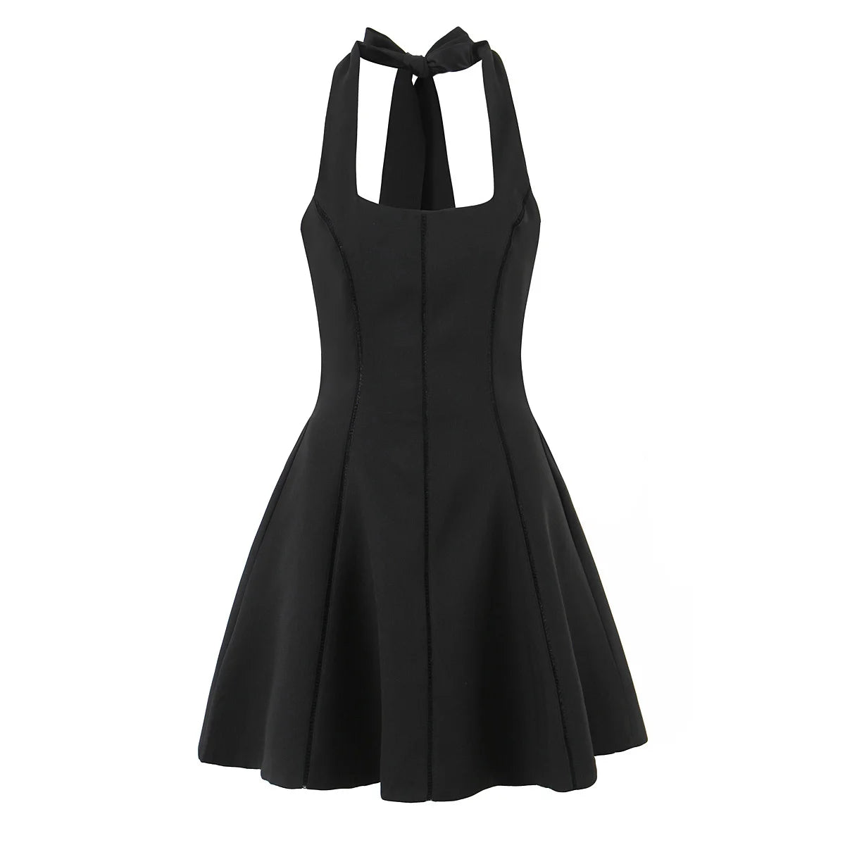 Halter Tie Neck Flare Mini Dress