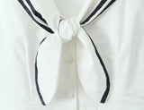 Sailor Collar Bow Front Button Midi Dress