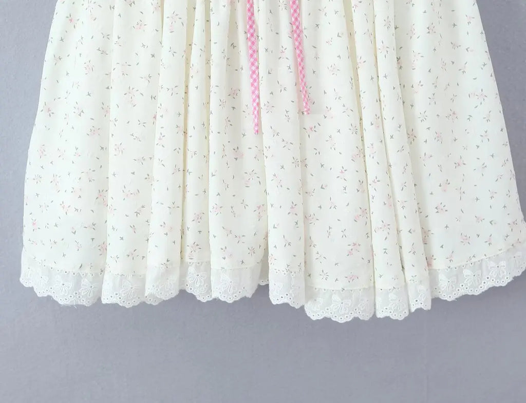 Lace Corset Puff Sleeve Mini Dress
