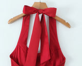 Halter Tie Neck Flare Mini Dress